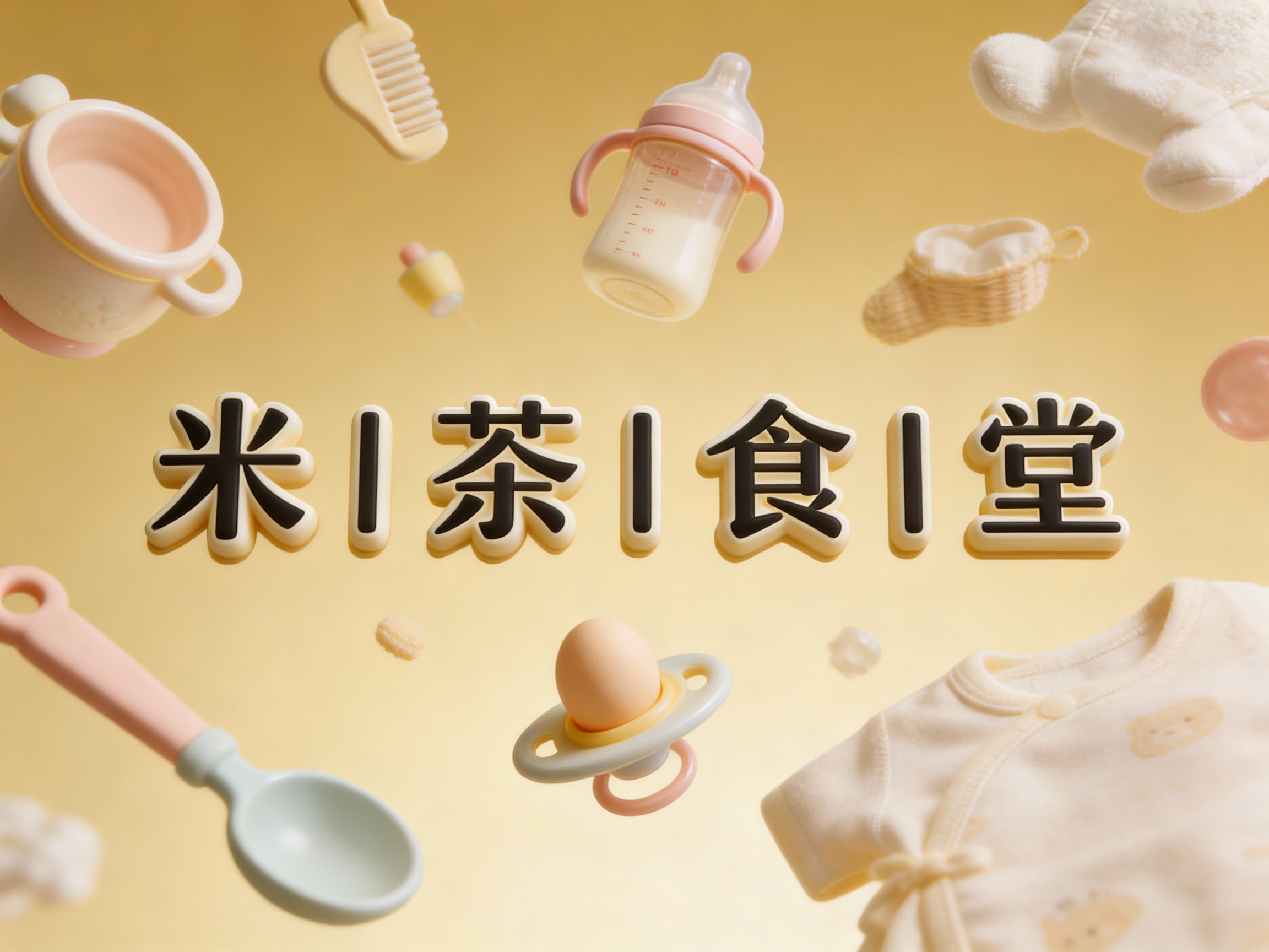 西方美学写实封面大片，非常精致的婴儿用品漂在空中品牌色背景。整个画面呈现仰拍的摄影视角，将用品形状与（将参考图中的LOGO）形状完美融合呈现，仿佛在讲述一个关于爱与呵护的故事。