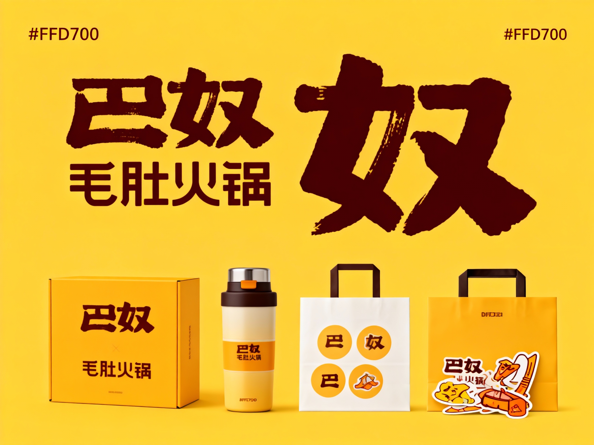 生成品牌周边展示图，如礼盒、保温杯、手提袋、贴纸等，（将参考图中的LOGO 保持一致不要出现变形）延续#FFD700品牌主色在各周边产品上合理呈现，延续品牌配色，造型简约高级，适合礼赠与品牌延展。