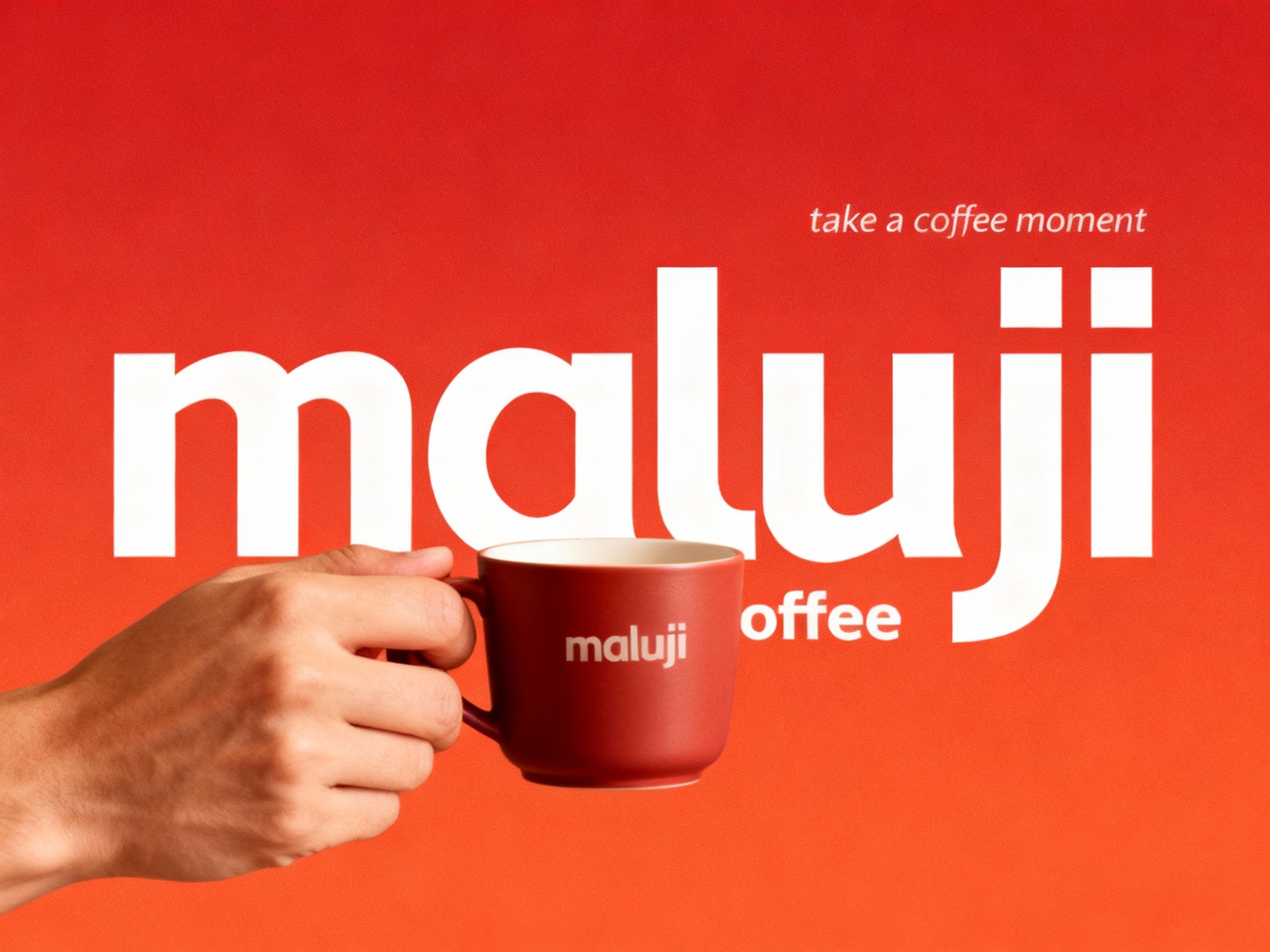 咖啡门店促销海报，以提供的主色调为背景底色，奠定温暖且具质感的视觉基调。画面核心视觉为一只肤色自然的手，端着一只哑光质感的品牌色（将参考图中的LOGO）在咖啡杯上清晰可见，手和咖啡杯比例协调，杯体简约无装饰，与背景形成鲜明色彩呼应，成为视觉焦点。海报上方，右侧用轻盈的英文书写 “take a coffe momnent” ，营造轻松邀请氛围 。文字排版规整，信息清晰易读，整体风格简约直接，精准传递咖啡门店温馨、美味且注重品质的品牌形象 。