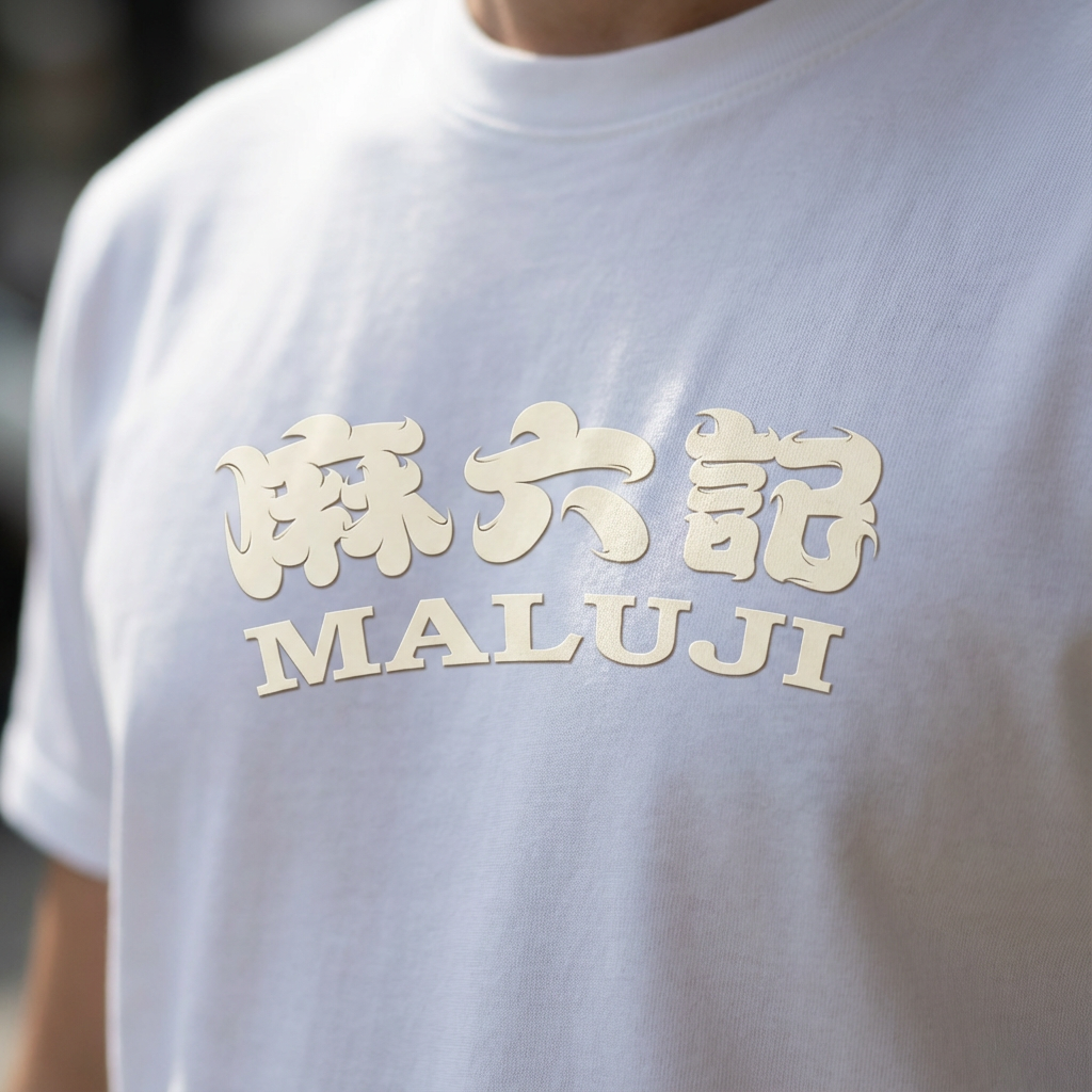 提取参考图的LOGO单独呈现，改为奶白色，25岁欧洲男性模特，身着纯白极简T恤，奶白色LOGO以激光蚀刻工艺呈现，无明显凸起，质感细腻，近距离特写拍摄，聚焦胸口LOGO区域，光线从斜上方射入，凸显LOGO边缘的精致感与T恤的细腻面料，背景虚化，突出产品细节